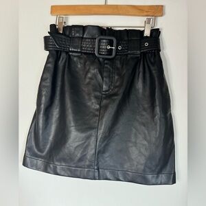 ZARA belted faux leather Black High Waisted  mini skirt Small